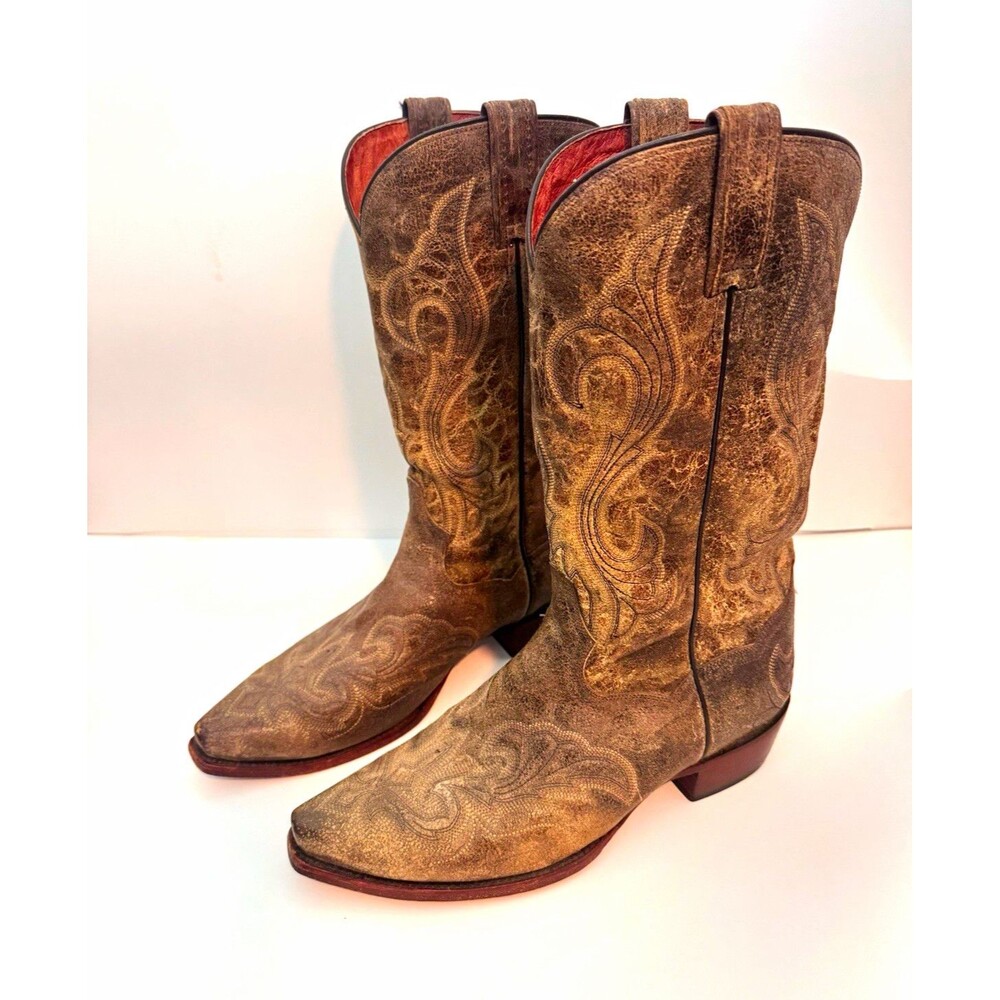 Dan Post 2231 Men's US 8.5 Leather Western Cowboy Boots Brown El Paso Collection